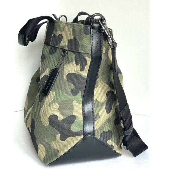 Coach Tote 38 Camo Print Large Canvas Tote Leather Carry-All Shoulder Bag CL396 - Picture 3 of 9